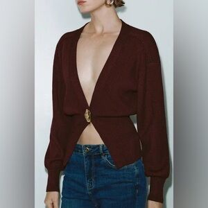 Urban Revivo Burgundy Red Cardigan